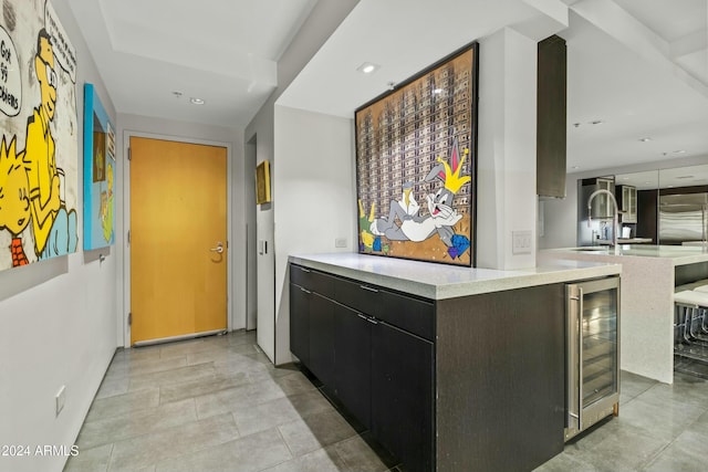 kitchen with beverage cooler