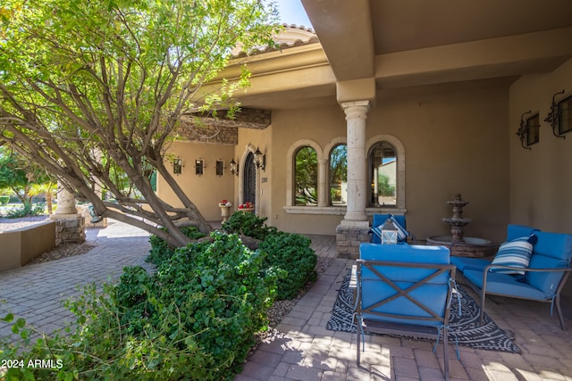 view of patio with an outdoor living space