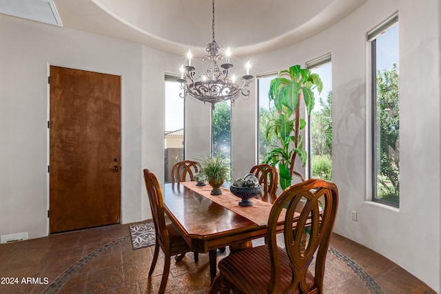 dining room with an inviting chandelier