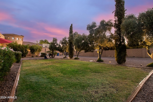 view of yard at dusk