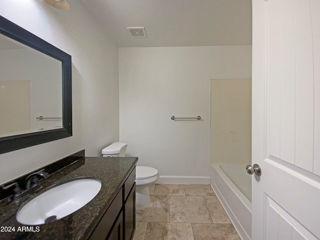 full bathroom featuring vanity, toilet, and tub / shower combination