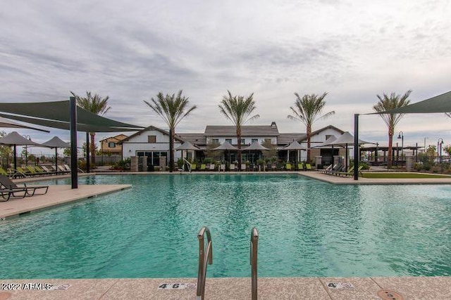 view of pool featuring a patio