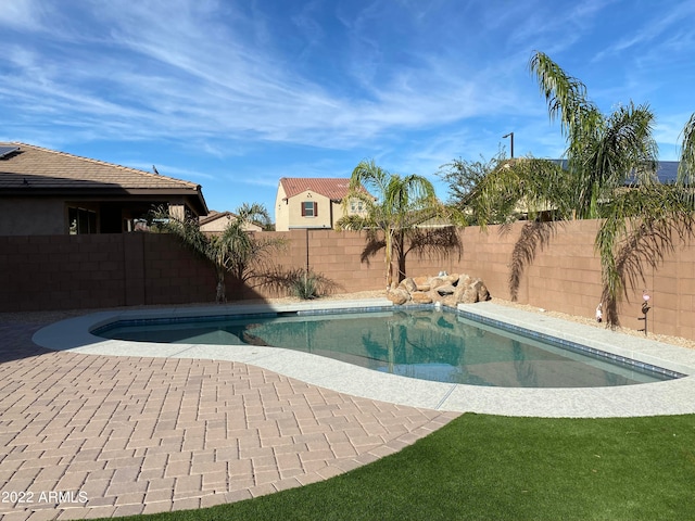 view of swimming pool with a patio