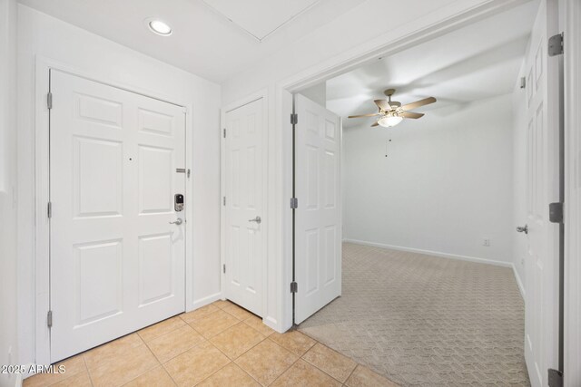 14000 N 94th St Unit 3198, Scottsdale, AZ 85260 - foyer entrance with ceiling fan, recessed lighting, light carpet, and light tile patterned floors
