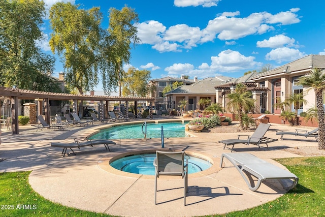 view of pool featuring a patio area and a community hot tub