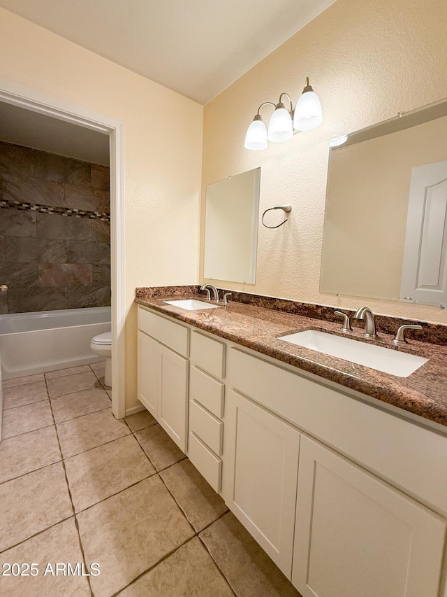 17371 N 86th Ave, Peoria, AZ 85382 - full bath featuring double vanity, toilet, tile patterned floors, and bathing tub / shower combination