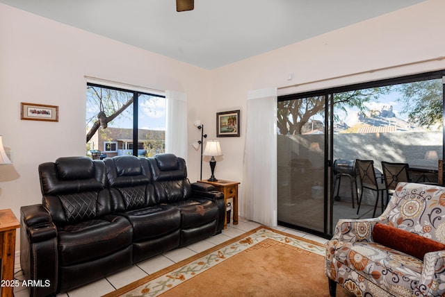 view of tiled living room