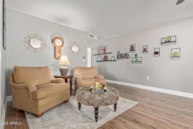 living room with hardwood / wood-style floors