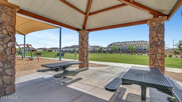 view of patio / terrace featuring a playground