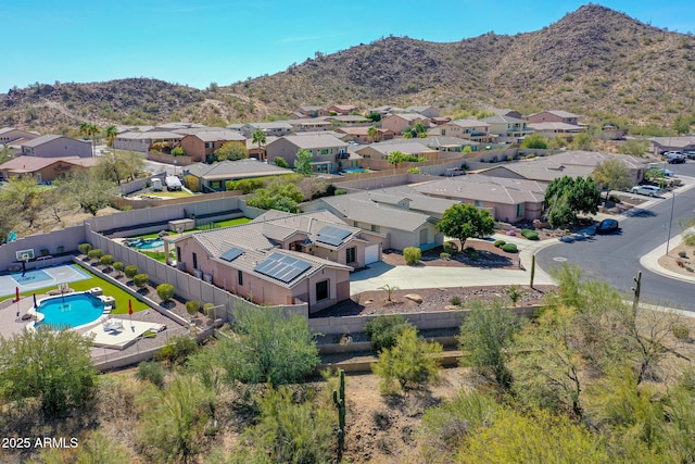 aerial view with a residential view and a mountain view