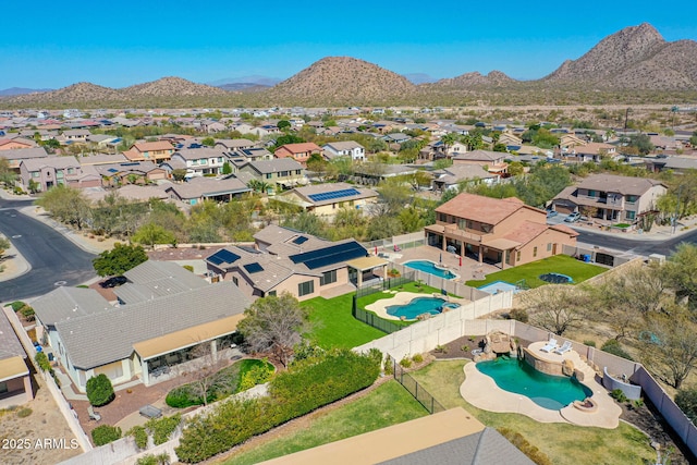 aerial view with a residential view and a mountain view