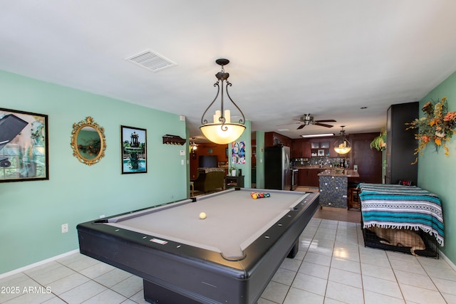 1326 W Joan De Arc Ave, Phoenix, AZ 85029 - game room featuring light tile patterned floors, pool table, and a ceiling fan