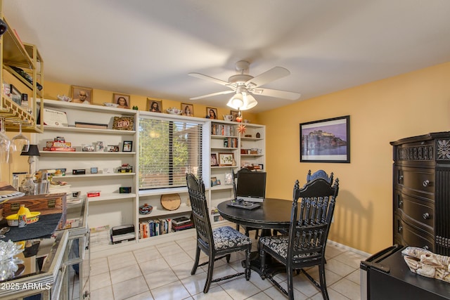 1326 W Joan De Arc Ave, Phoenix, AZ 85029 - dining area featuring a ceiling fan, light tile patterned floors, and a desk
