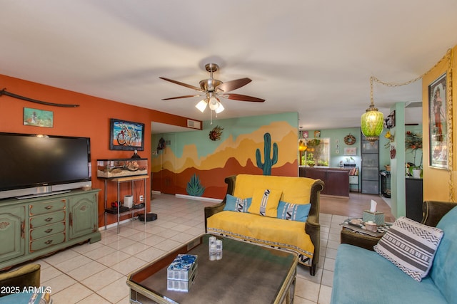 1326 W Joan De Arc Ave, Phoenix, AZ 85029 - living area featuring ceiling fan and light tile patterned flooring