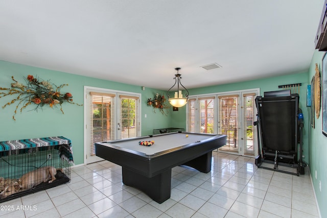 1326 W Joan De Arc Ave, Phoenix, AZ 85029 - recreation room with light tile patterned floors, billiards, and french doors