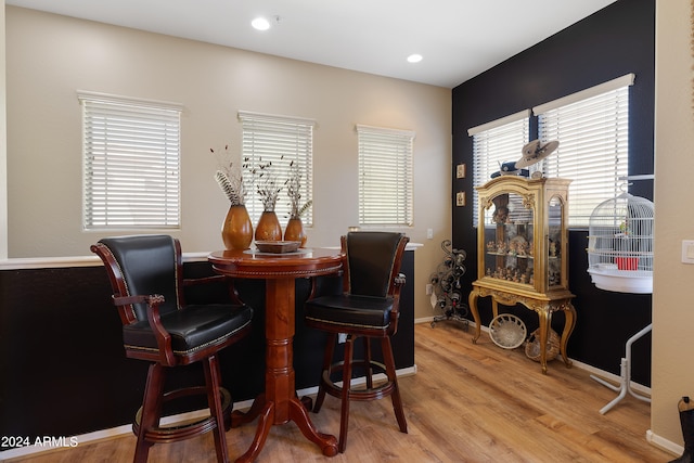 dining room with light hardwood / wood-style floors