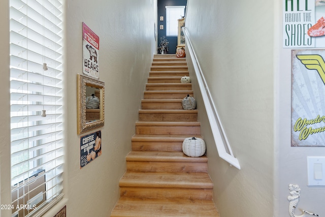 stairway featuring a wealth of natural light