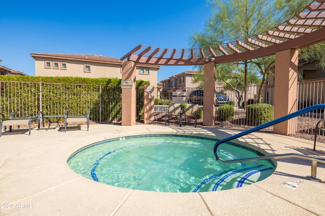 view of swimming pool with a pergola and a patio area