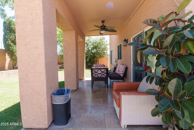 111 N Soho Pl, Chandler, AZ 85225 - view of patio featuring ceiling fan and an outdoor hangout area