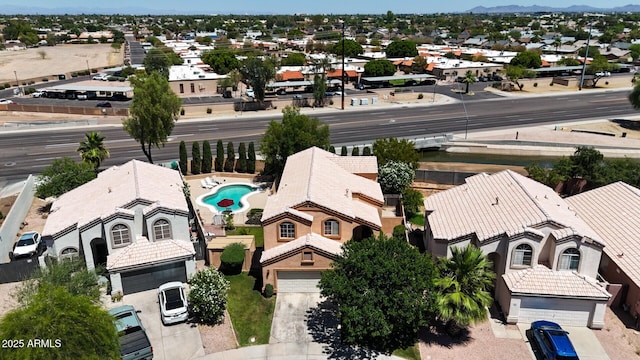 111 N Soho Pl, Chandler, AZ 85225 - aerial perspective of suburban area featuring a mountain backdrop and a pool