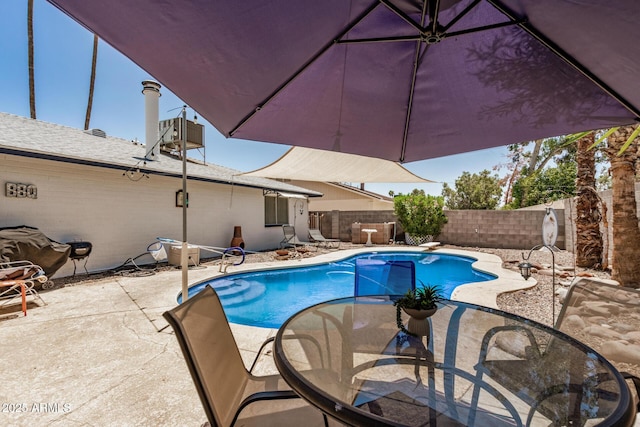 2062 S Emerson, Mesa, AZ 85210 - view of swimming pool with a patio area, a fenced backyard, and outdoor dining area