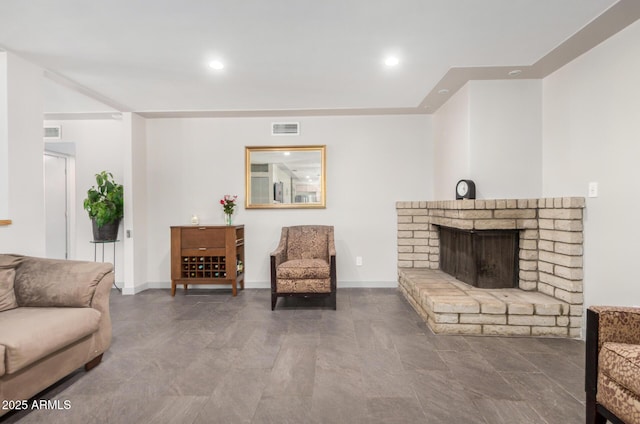 2062 S Emerson, Mesa, AZ 85210 - living room featuring a fireplace and recessed lighting
