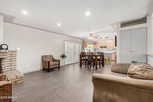 2062 S Emerson, Mesa, AZ 85210 - living area featuring a ceiling fan and recessed lighting
