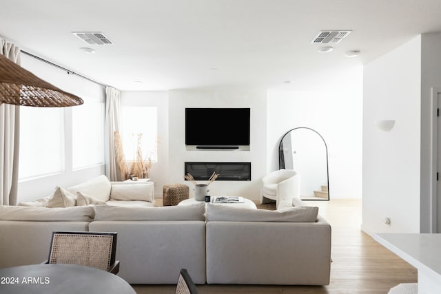 living room featuring light hardwood / wood-style flooring