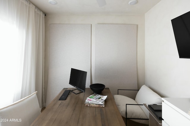 home office featuring hardwood / wood-style floors