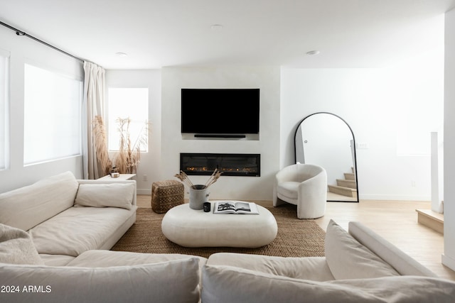 living room with hardwood / wood-style flooring