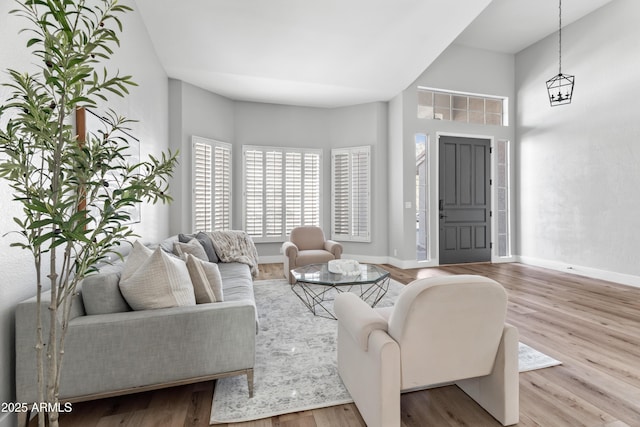 living room featuring light wood-type flooring