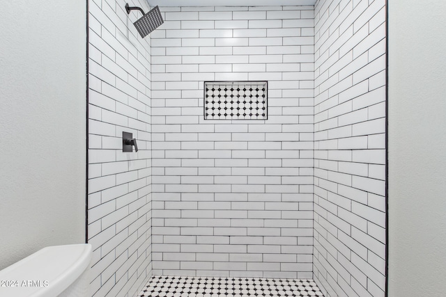 bathroom with toilet and a tile shower