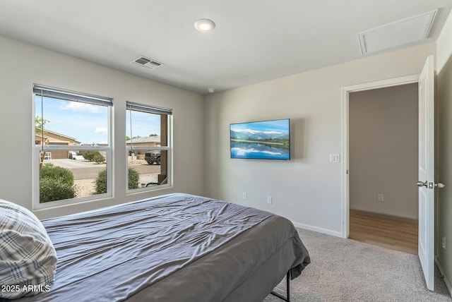 459 Brandeis Dr, Morristown, AZ 85342 - carpeted bedroom with attic access, baseboards, visible vents, and recessed lighting