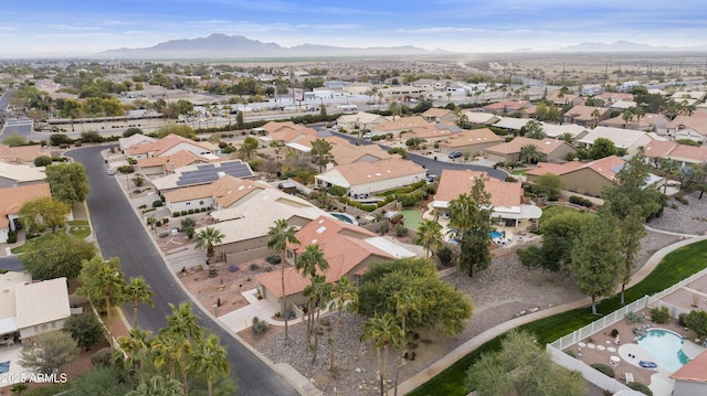 bird's eye view with a mountain view