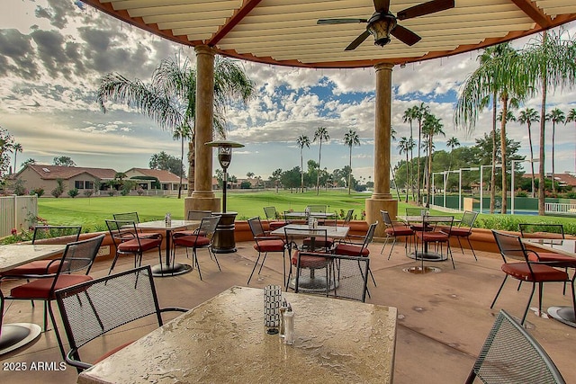 view of patio with ceiling fan