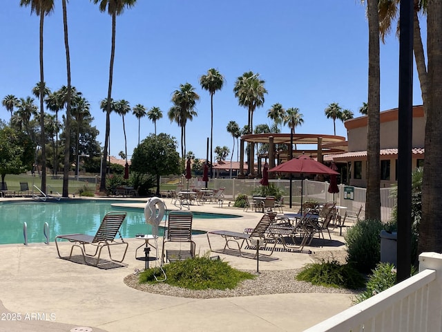 view of pool featuring a patio