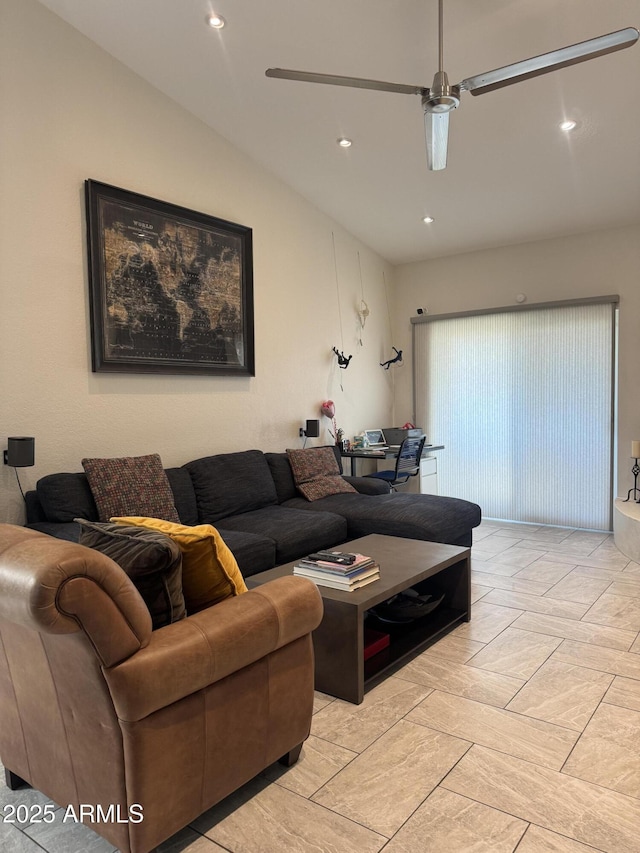 living area featuring recessed lighting