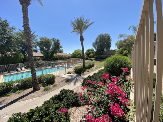 community pool with fence