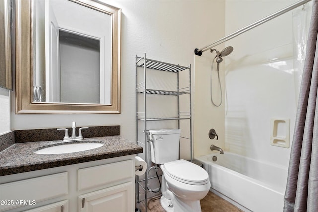 12943 W Mclellan Rd, Glendale, AZ 85307 - bathroom featuring toilet, shower / tub combo, and vanity