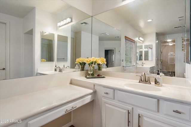 12943 W Mclellan Rd, Glendale, AZ 85307 - bathroom with an enclosed shower, visible vents, and vanity