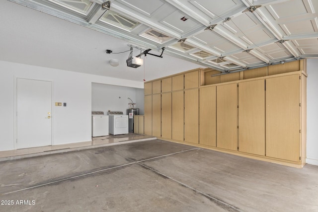 9845 W Behrend Dr, Peoria, AZ 85382 - garage featuring electric water heater, a garage door opener, and washer and dryer