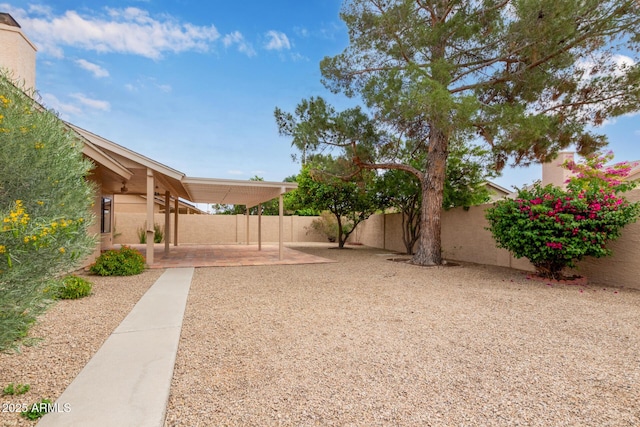 9845 W Behrend Dr, Peoria, AZ 85382 - view of yard featuring a fenced backyard and a patio area