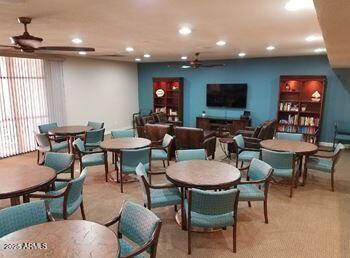 dining room featuring recessed lighting and a ceiling fan