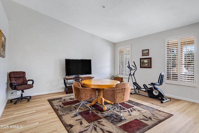 office space featuring light wood-type flooring