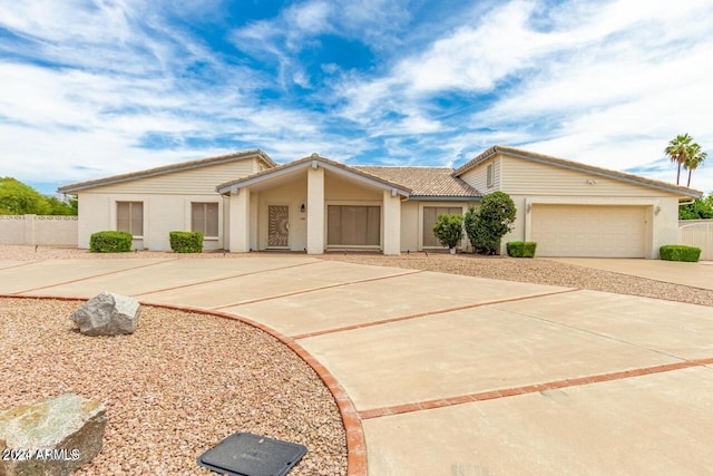 view of front of house with a garage