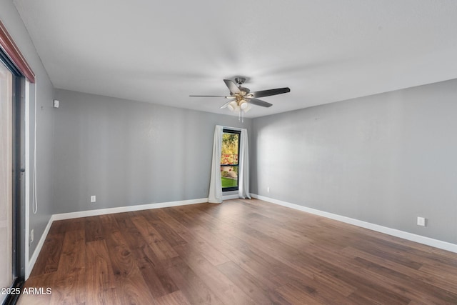 unfurnished room featuring ceiling fan and wood-type flooring