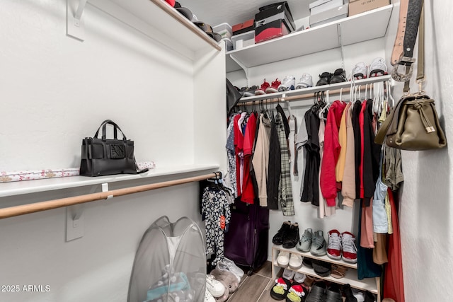 spacious closet featuring hardwood / wood-style floors