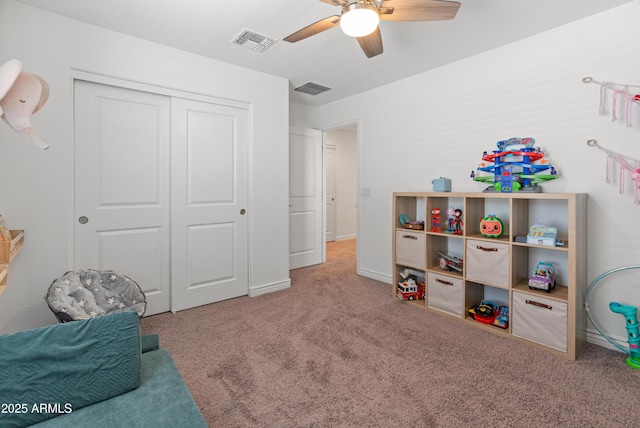 14435 W El Cortez Pl, Surprise, AZ 85387 - playroom with ceiling fan and carpet floors