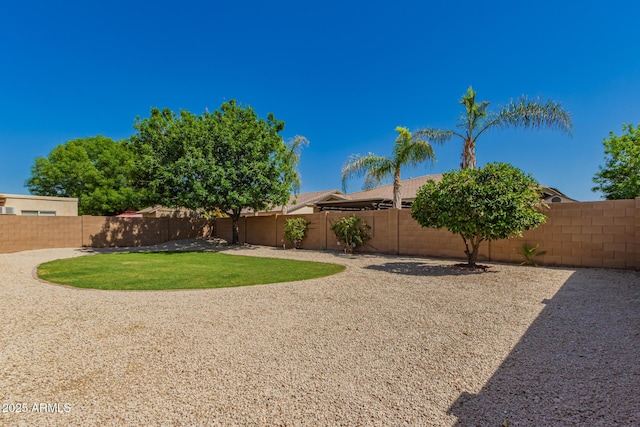 view of yard featuring a fenced backyard