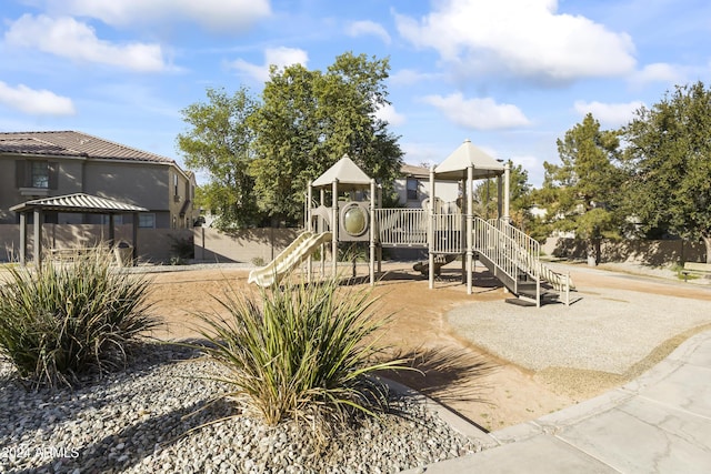 view of jungle gym featuring a gazebo